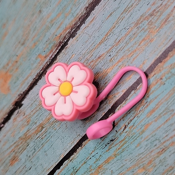 Pink Flower Straw Topper - Picture 5 of 5